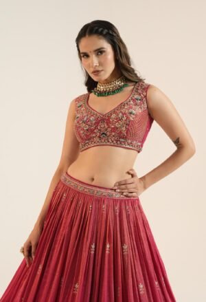 Rani Pink Tissue Lehenga Set