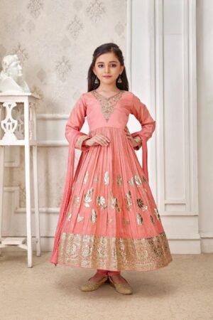 Carrot Pink Regal Anarkali Gown