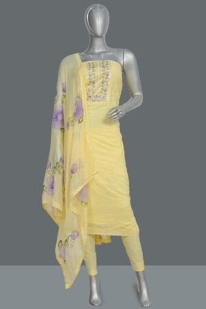 Lemon Yellow Haccoba Unstitched Salwar Suit