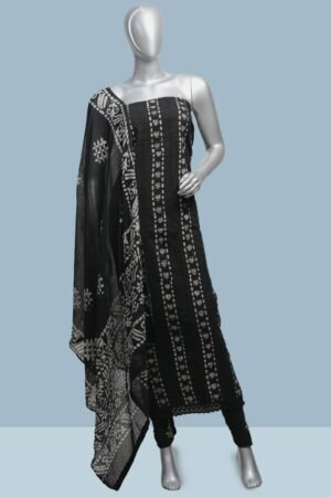 Black Cotton Unstitched Salwar Suit