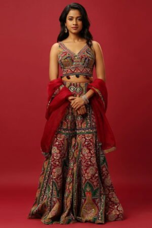 Brinjal Purple Single Tiered Sharara Pan...