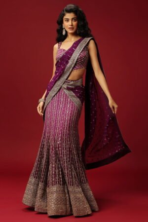 Magenta Pink To Wine Fish Cut Pre Stitch...