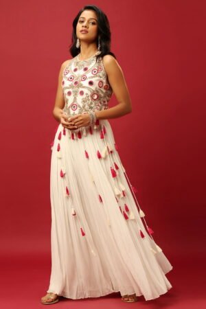 Ivory White Flared Palazzo Pant Set And ...