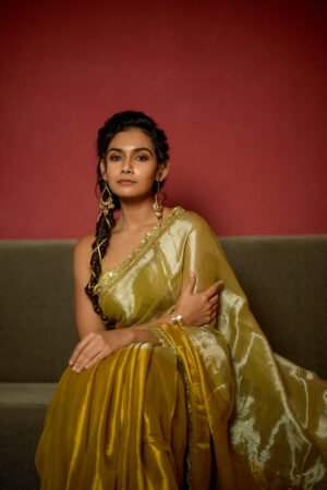 Exp - Ruhi - Handwoven Tissue Saree - Silver + Gold
