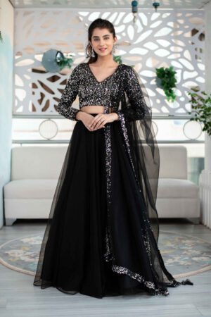 Black And Silver Lehenga