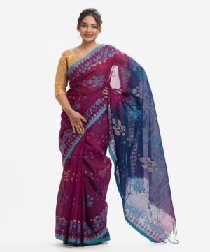 Navy Blue Half-Silk Saree