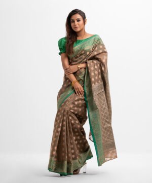 Brown Art Silk Katan Saree