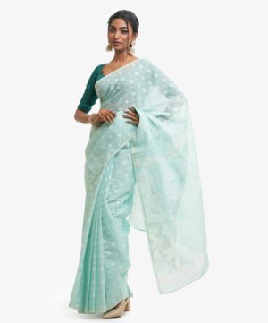 Sky Blue Cotton Saree