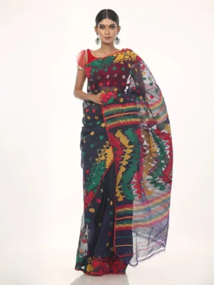 Navy Blue Jamdani Saree