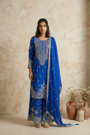 Blue Chiffon Sharara Set