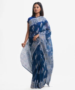 Navy Blue Half-Silk Saree
