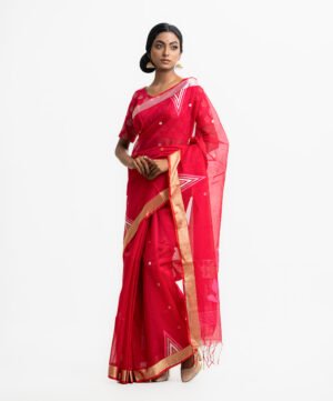 Bright Pink Half-Silk Saree