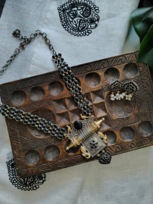 Dual Tone German Silver Necklace & Earrings