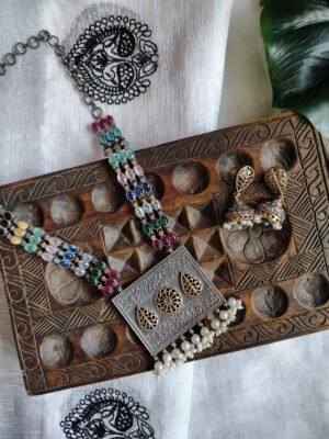 Dual Tone German Silver Statement Necklace Set