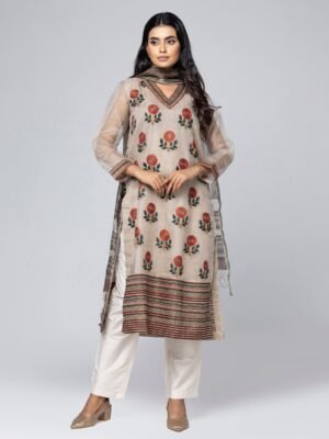 Khaki Kantha Odyssey Theme Shalwar Kameez