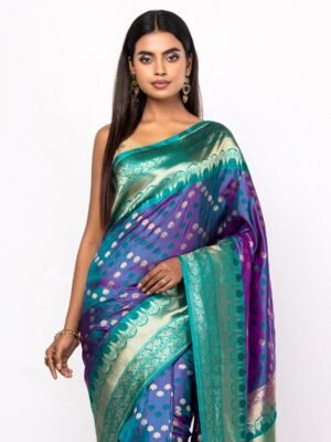 Purple/teal Dual Tone Mirpur Katan Saree