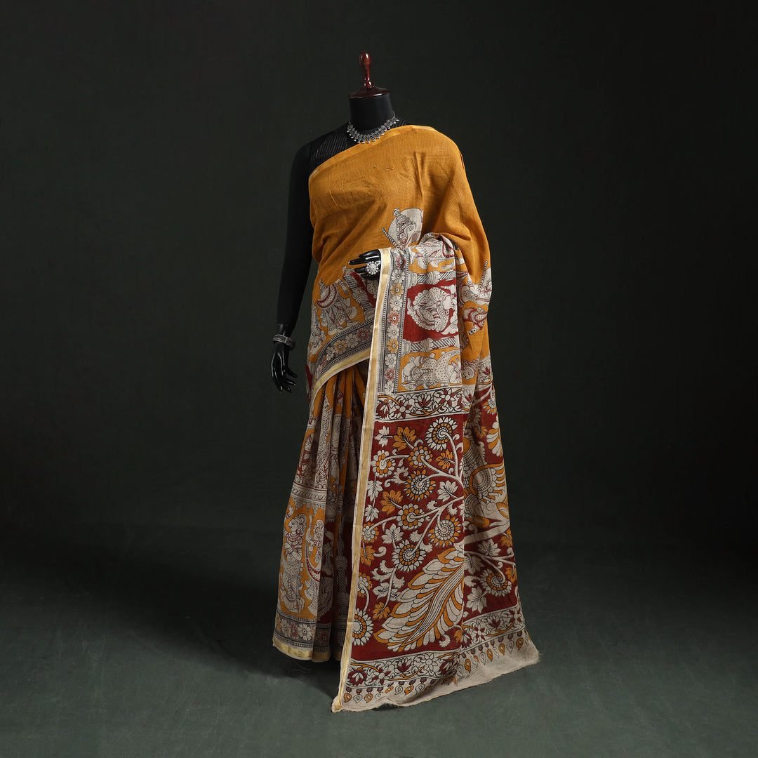 Kota Doria Cotton Printed Kalamkari Saree 06