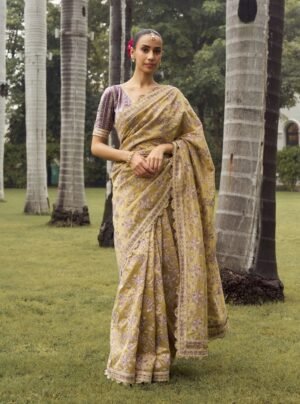 Gulal Tissue Pista Green Saree