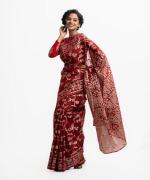 Maroon Half-Silk Saree