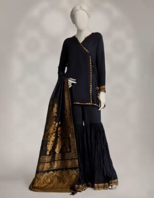 Black Dyed Maple Silk 3pc Stitched