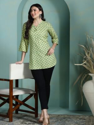 Women Liva Green Printed Tunic