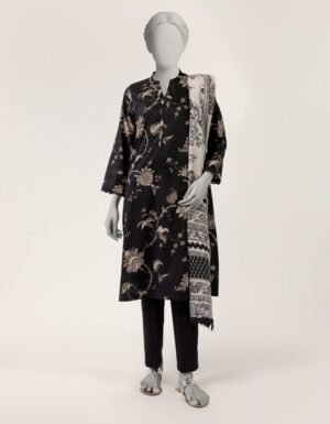 Black Lawn Printed 3pc Stitched
