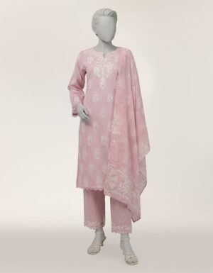 Pink Lawn Embroidered Stitched 3pc
