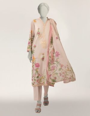 Pink Lawn Embroidered Stitched 3pc