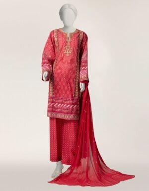 Pink Cotton Silk Embroidered Stitched 3pc