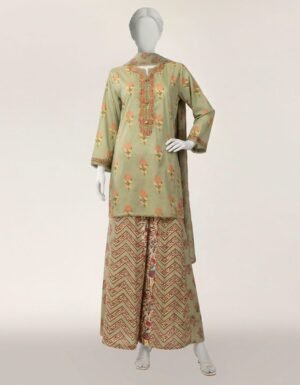 Green Lawn Embroidered Stitched 3pc