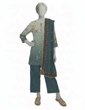 Blue Maple Silk Embroidered Stitched 3pc