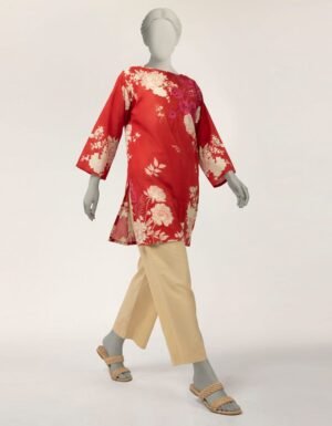 Red Lawn Embroidered Kurta
