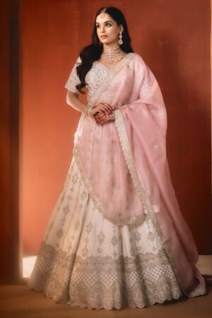 Ivory Classic Bridal Lehenga Set With Al...