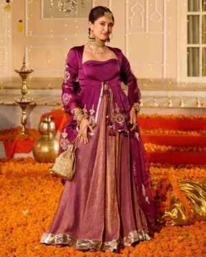 Kamal Purple Solid Satin Lehenga Set