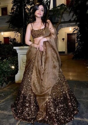 Multi Color Embroidered Silk Lehenga Set With Dupatta