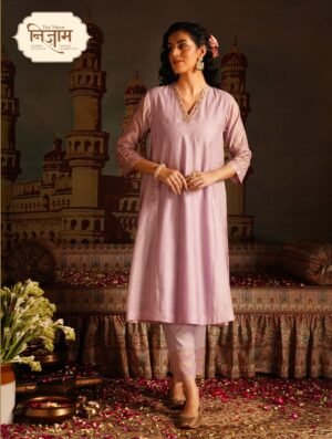 Women Lavender Purple Chanderi Rogan Kurta With Pants