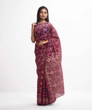 Burgundy Half-Silk Saree