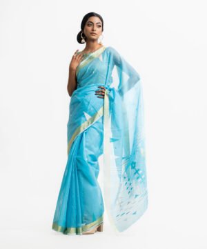 Sky Blue Half-Silk Saree