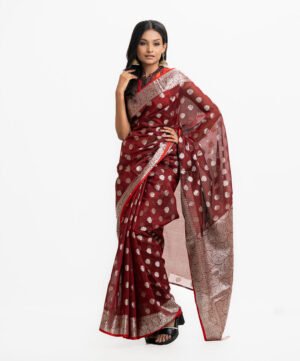 Burgundy Half-Silk Saree