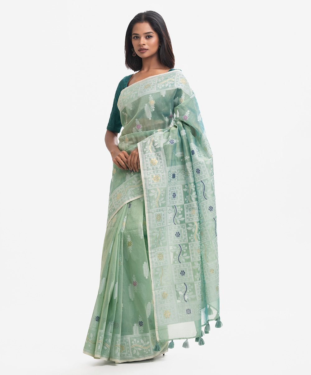 Green Half-Silk Saree