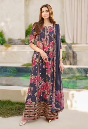 Embroidered Lawn 3 Piece Unstitched Suit Il-Wm-Sfl-12 - Summer Collection
