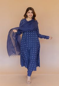 Shinat Blue Dabu Cotton Kali Kurta