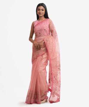 Soft Pink Muslin Exclusive Saree