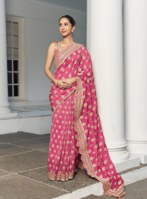 Taani Banarsi Fuschia Saree