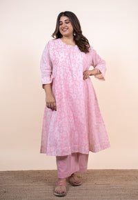 Sufia Pink Batik Mulmul Jabbha Kali Kurta