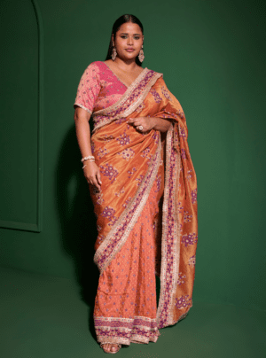 Mohra Lurex Organza + Banarsi Orange Saree