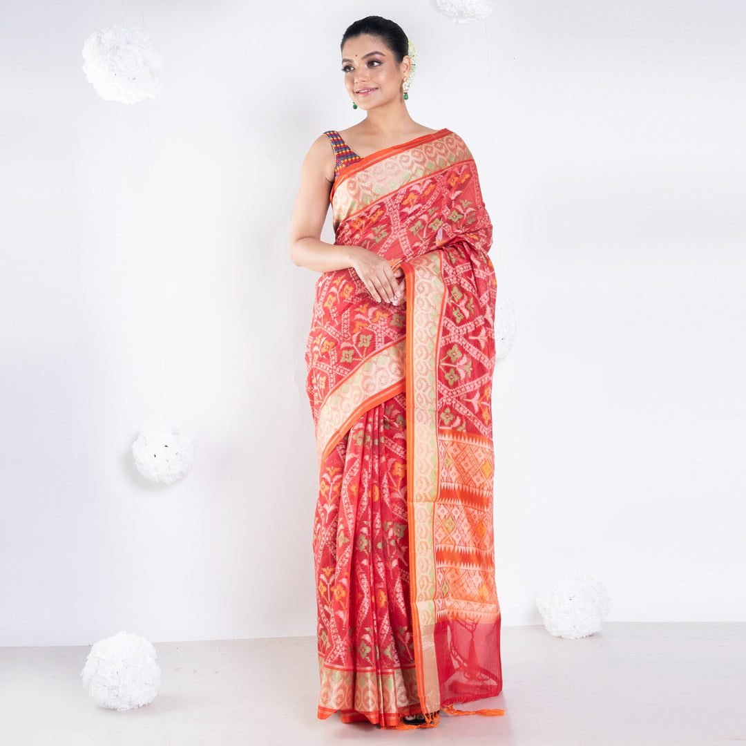 Women'S Banarasi Patola Saree In Red Color