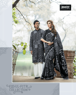 New Half Silk Fabric Black Sharee