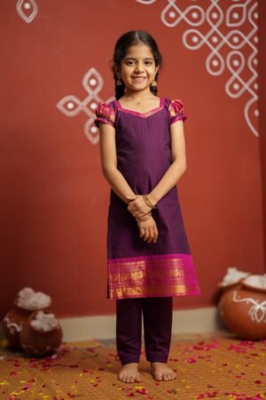 Tamizh Violet Kurti Set Mini