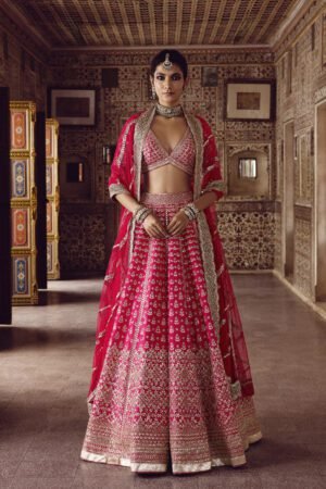 Sarasvi Gota Patti Silk Lehenga Set - Pink